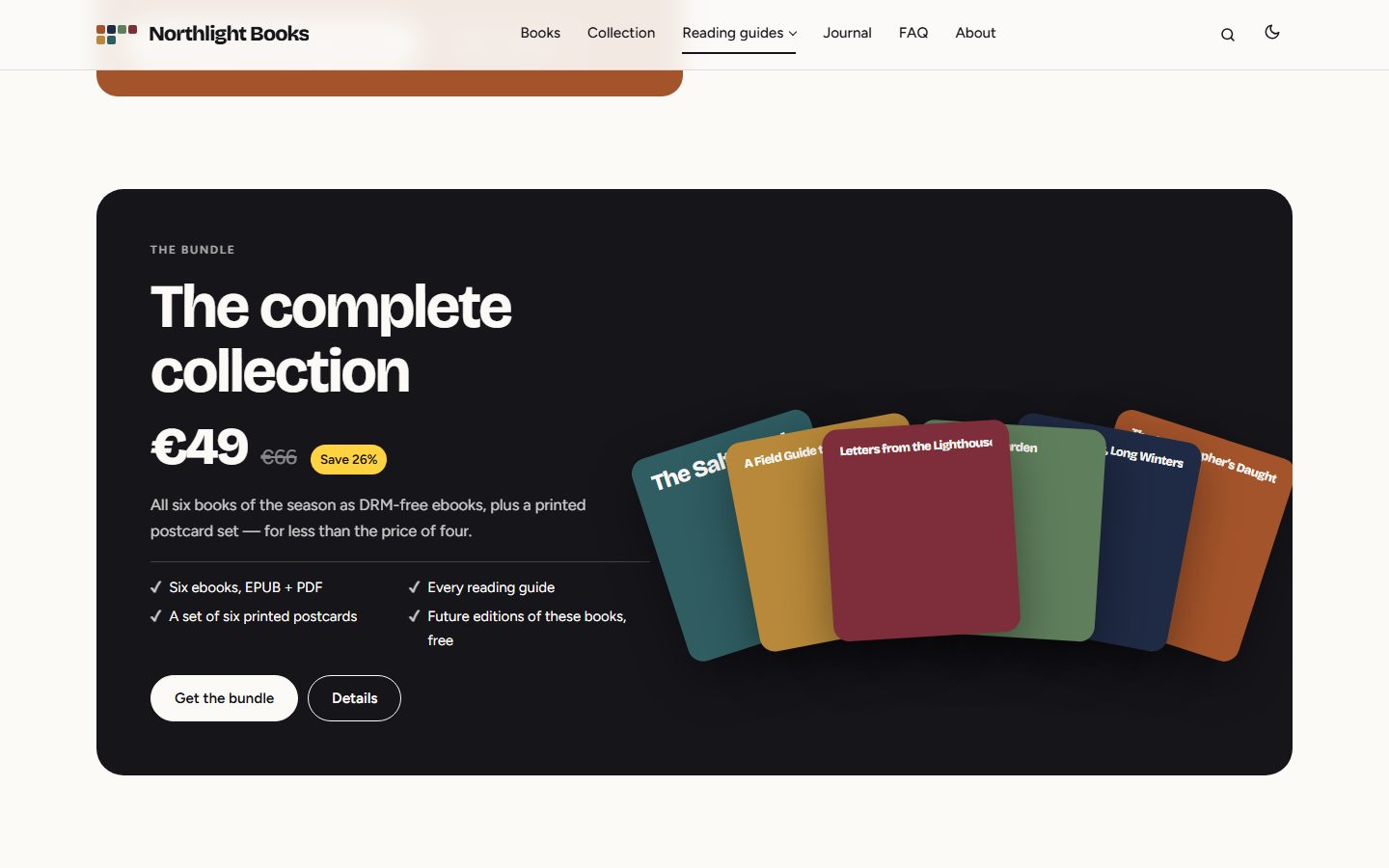 The collection offer with the total of the single prices and the saving